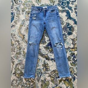 Flying Monkey Mid-Blue Distressed Skinny Jeans